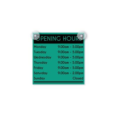 Zuignap bordjes openingstijden