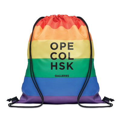 500002   regenboog trekkoord rugzak met bedrukking