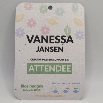 Bloei badge van groeipapier met bloemzaadjes voor bijen